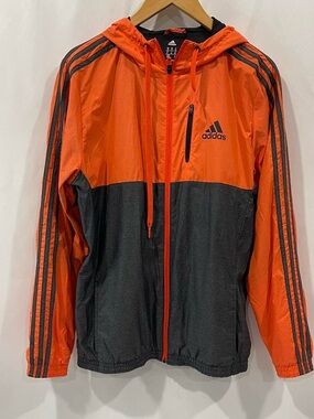 Adidas Men’s Orange and Black Windbreaker Jacket